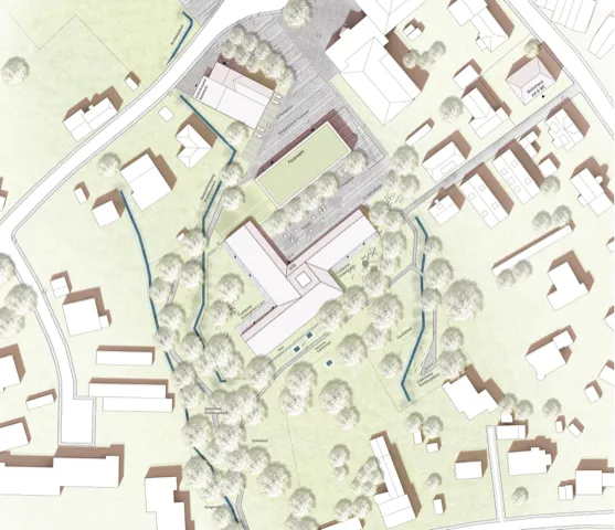 Bischofsgrün_2.Preis – Lageplan (Atelier <abbr>ST</abbr> | r+b Landschaftsarchitekten)