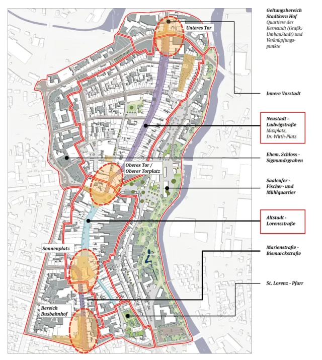 Hof: Geltungsbereich / Quartiere der Kernstadt