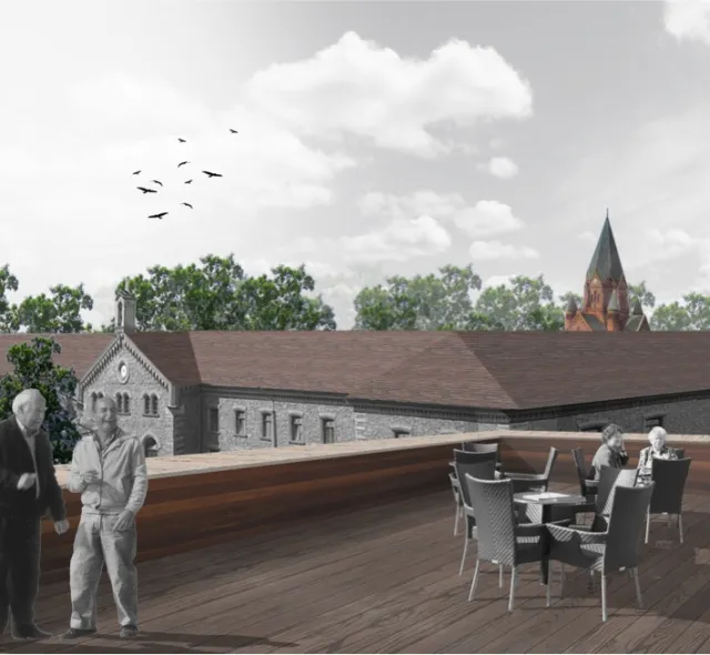 Görlitz: Neue Dachterrasse als Treffpunkt für Bewohner, Hospitalstraße 23 (Bildmontage)