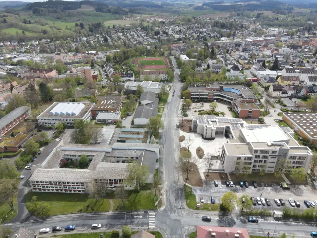 Luftbild des Schulzentrums in Marktredwitz
