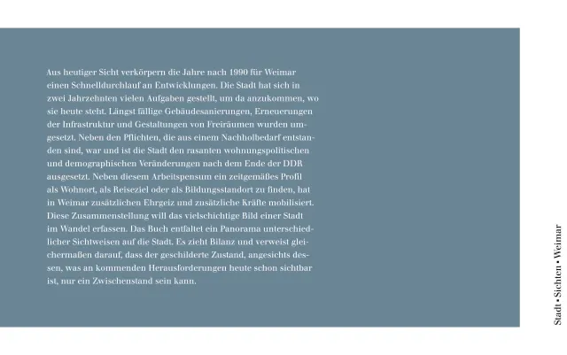 Stadt.Sichten.Weimar: Buchtitel Rückseite