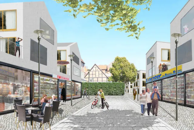 Celle: Perspektive Platzansicht im Inneren des neuen Ensembles